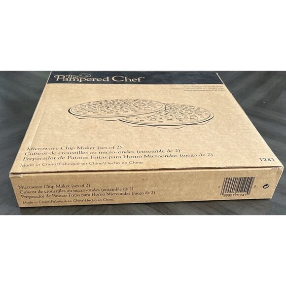 Pampered Chef Set of 2 Microwave Chip Maker 1241 Retired Discontinued NEW in Box - Picture 4 of 4